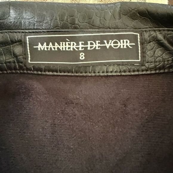 Maniere De Voir Faux Leather Snap Front Oversized Shirt 8 L - Picture 8 of 9